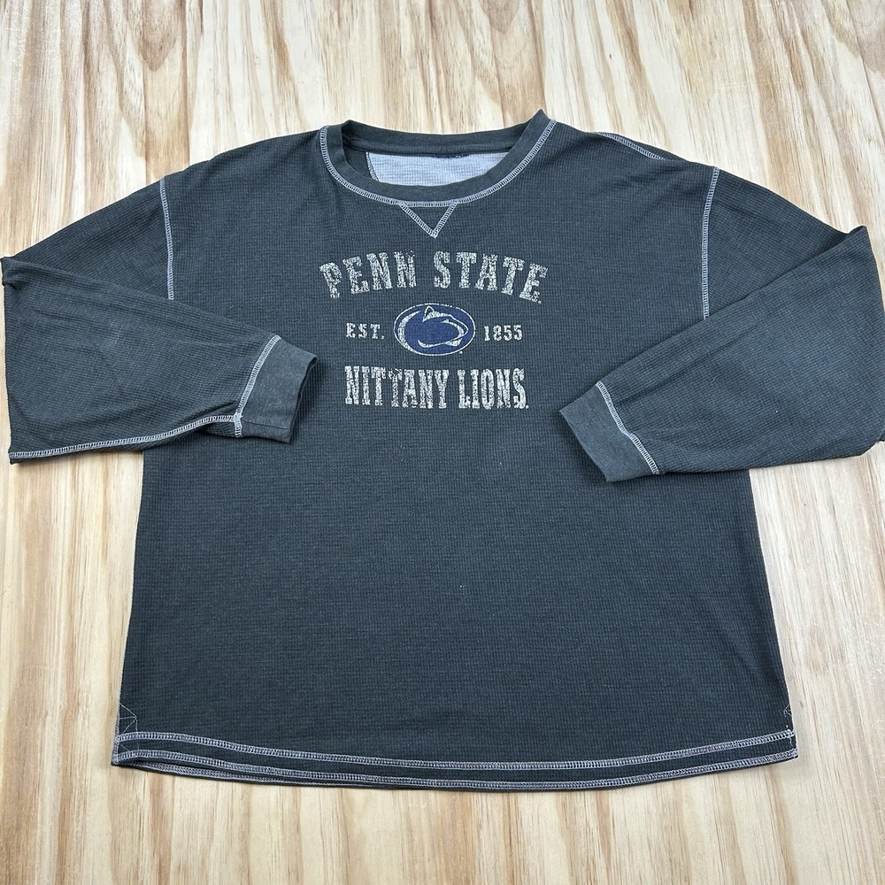 Penn State Nittany Lions Mens XL Gray Waffle Thermal Long Sleeve Shirt NCAA